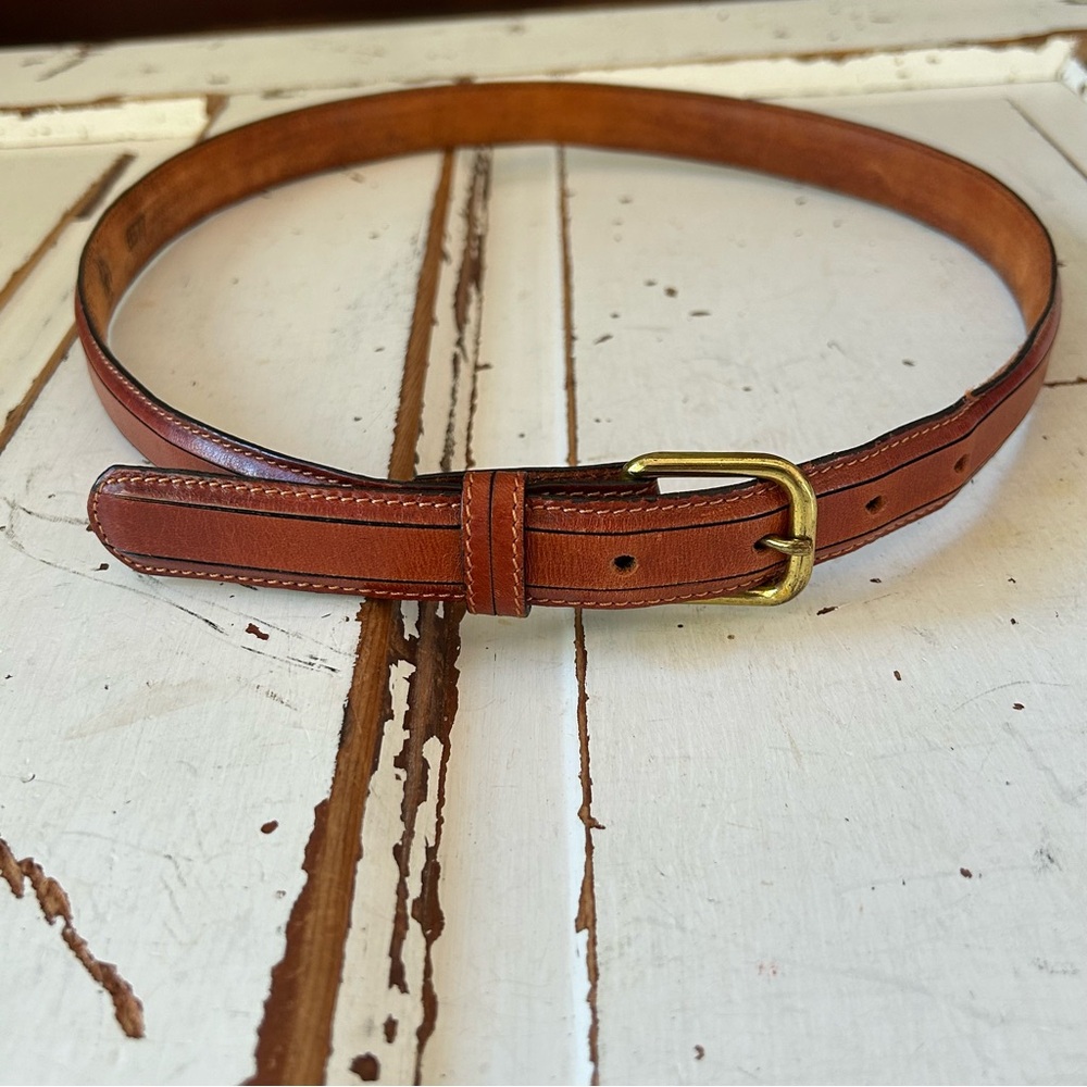 LEEGIN Women's Brown Leather Belt Made in USA Size 32